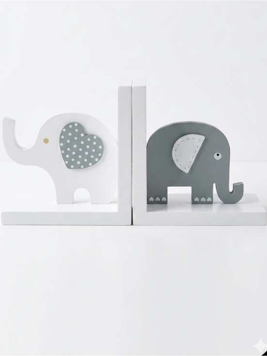 Creative Concepts for Kids Other - Nursery Elephant Bookends - White and Gray